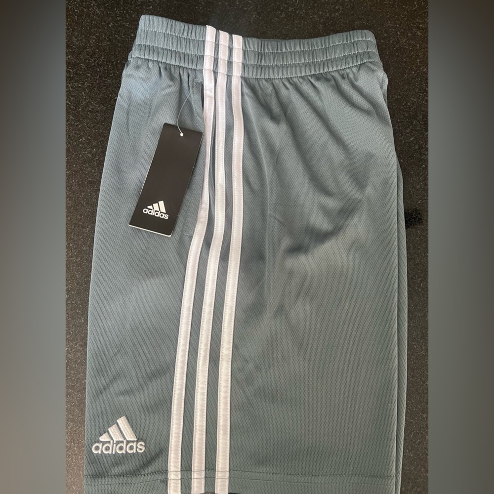 Adidas Kids Grey Shorts with White Three-Stripes